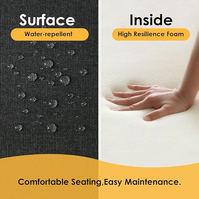 Outdoor Sunbrella Square Corner Seat Cushion, 19"x19"x3", Set of 4, Non Slip Seat Cushion Pads with Removable Cover for Patio Furniture, Garden Yard Lawn, Spectrum Carbon