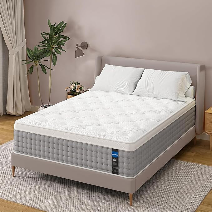 Sleepmax Full Mattress 14 Inch - Hotel-Collection Hybrid Mattress Extra Lumbar Support - Pain Relief Deep Sleep Mattress in a Box - Fiberglass-Free Bed, CertiPUR-US Certified, 365-Night Trial