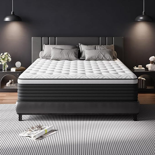 COOLMI Twin Mattress, 12 Inch Hybrid Memory Foam Mattress in a Box, Pressure Relief for Back Support, Medium Firm, Individually Pocket Springs, 100-Night Trial & CertiPUR-US Certified, Twin Size