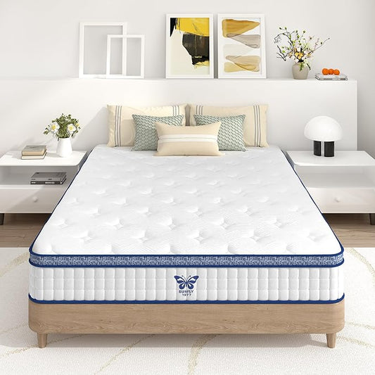 Full Mattress, 12 Inch Hybrid Mattress in a Box, Memory Foam and Individual Pocket Springs, Medium Firm Comfort, Motion Isolation, Ideal for All Sleep Positions, CertiPUR-US Certified