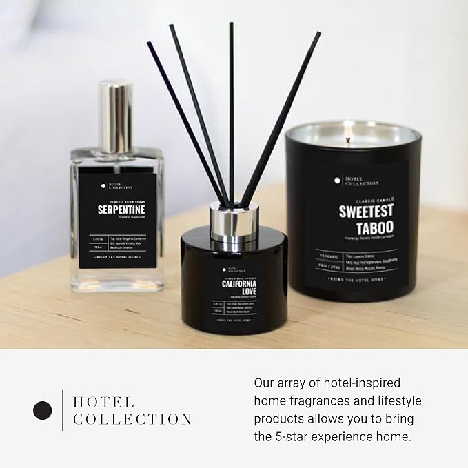 Hotel Collection - Sweetest Taboo Single Wick Classic Candle - Hotel Inpsired Luxury Candle - 90 - Hours Burn Time - Hints of White Woods, Pomegranate, and Peony - 14 oz - Black