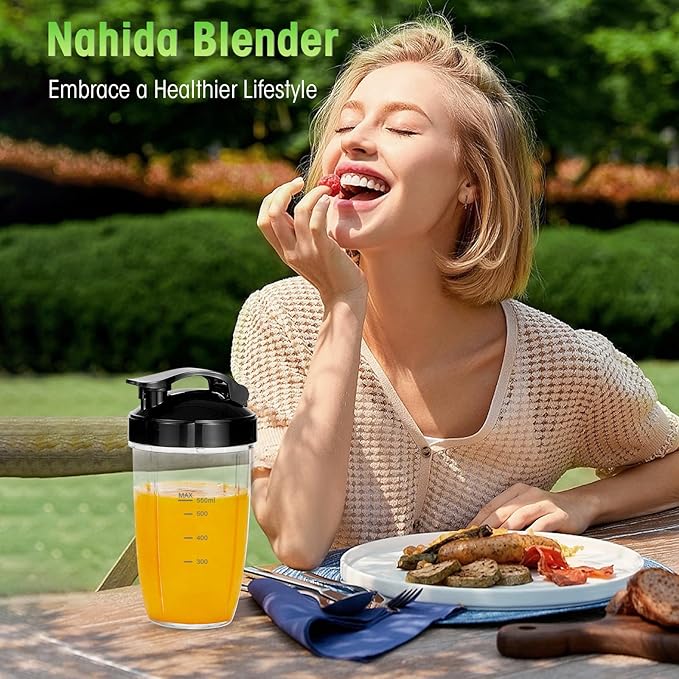 Nahida Blender for Smoothies, 1200W Smoothie Blender for Ice Crushing, Blenders with (2) 6-Fin Blades, Personal Blenders for Kitchen with 23oz, 32oz, 37oz Easy Go Cups for Juices, Silver