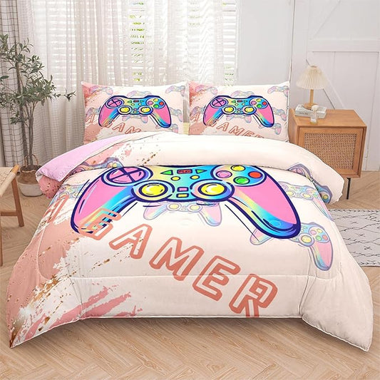Tailor Shop Gamer Bedding Sets for Boys,Gaming Bed Set for Kids Girls Teen,Gaming Comforter Full Size,Gaming Bedding Set All Season with 1 Comforter and 2 Matching Pillowcase…