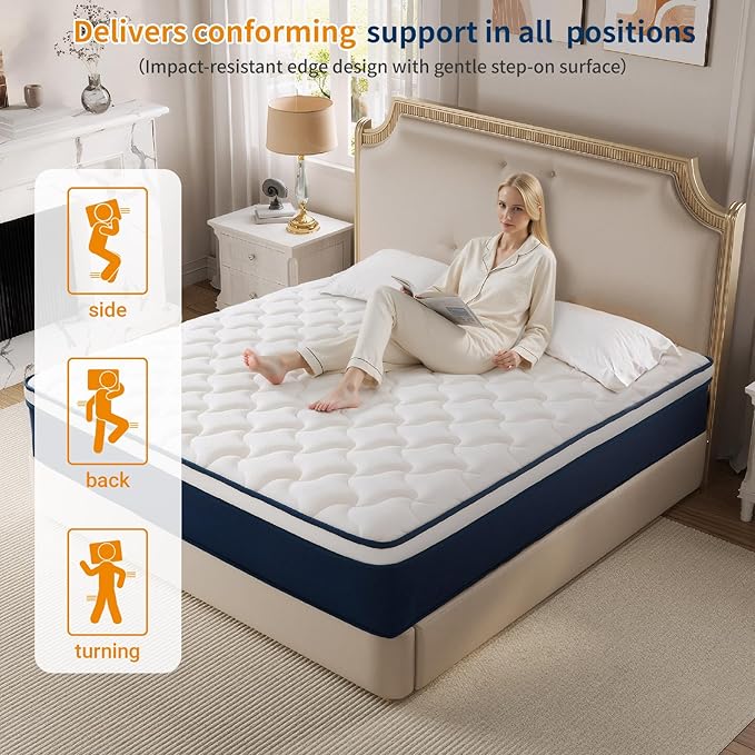 14 Inch King Mattress in a Box - Hybrid Gel Memory Foam & Pocket Springs for Back Pain Relief, Plush Support, Fiberglass-Free, CertiPUR-US Certified, 120-Night Sleep Trial, 80x76 Inches