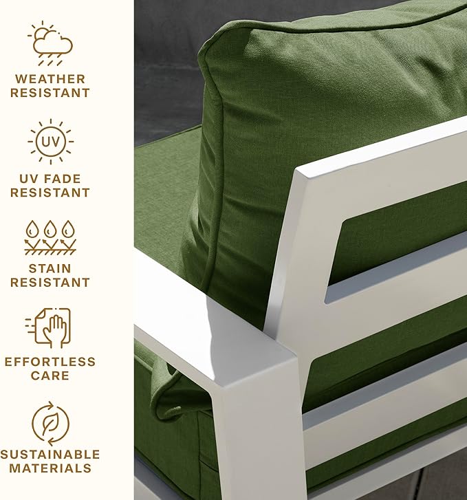 Honeycomb Outdoor Deep Seat, 24 x 23, Stripe Pine Green Chair Cushion for Patio Furniture