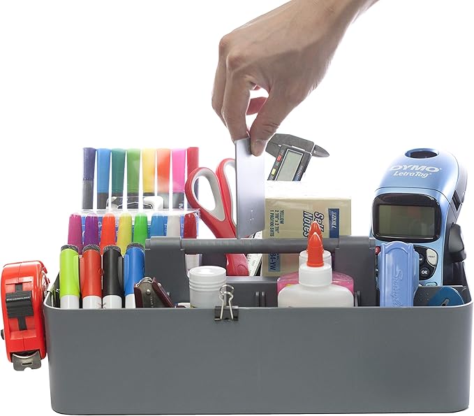 '-Large Carry Caddy Bin Basket Portable Office Desk Storage DIY- MADE IN USA (Orion Gray)