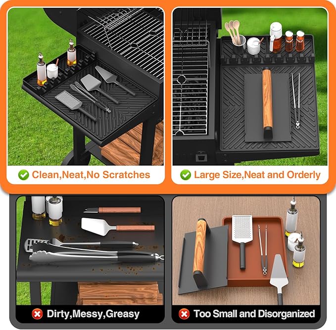 Silicone Griddle Tools Mat for Blackstone, Spatula Mat with Drip Pad Grill Utensil Holder Side Shelf Mat for Kitchen, Cooking, Countertop, Griddle Accessories for Blackstone, 1 PACK