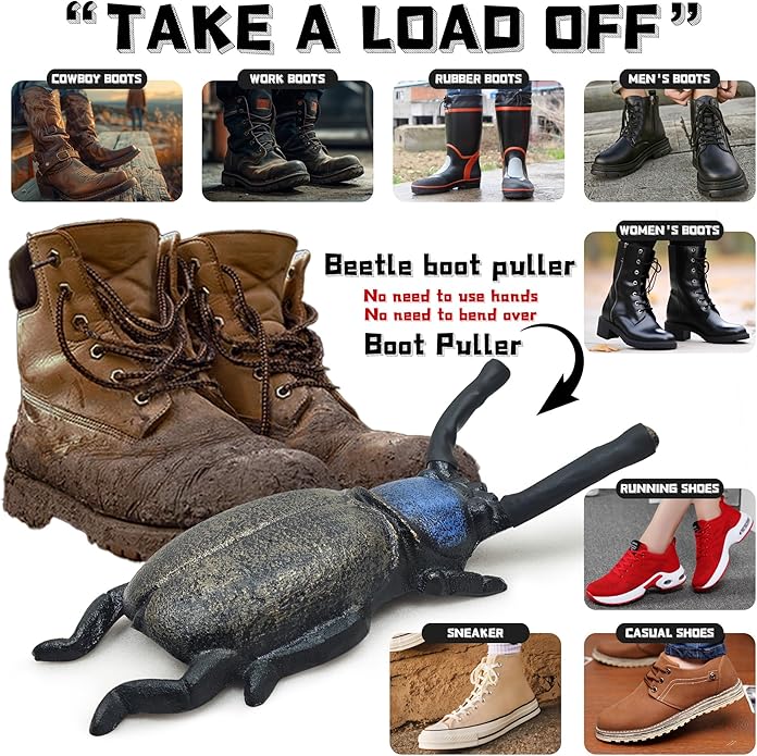 Earl Diamond Beetle Boot Jack, Boot Remover for Cowboy Boots, Boot Puller for Waders and Work Boots & Outdoor Muck Shoes