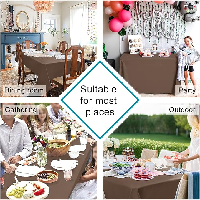 Hiasan Tan Rectangle Tablecloth - Waterproof Washable Polyester Fabric Table Cloth for Buffect Dining Birthday Party Wedding, 70 x 108 Inch