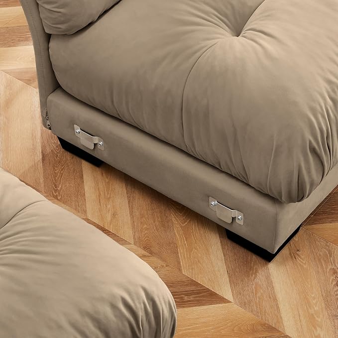 Ball & Cast 93.7" Modern Sectional Sofa,L-Shaped Sectional 2-Seater Loveseat with Movable Ottoman,Pillows and Overthick Cushion,Big Comfy Couch for Living Room,Reading Room,Loft and Bedroom,Camel