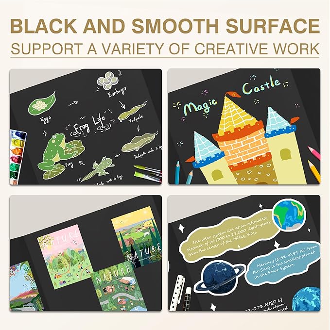 Chell 36" x 48" Large Trifold Poster Board, 2 Pack, Black Corrugated Project Boards for Science Fair, School Projects, Event Displays and Business Presentations