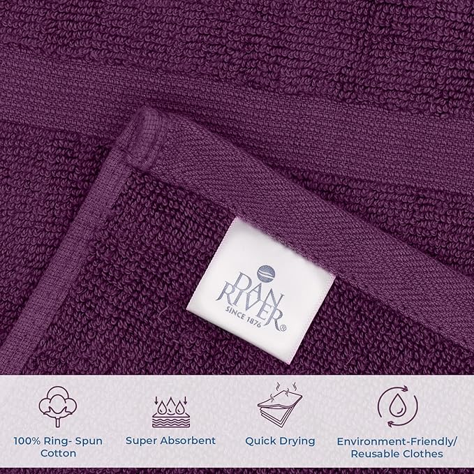 DAN RIVER Classic Bath Mat - Purple Passion, 100% Ring Spun Cotton, Pack of 2, 21x34 inches, 800 GSM, Non-Slip, Absorbent, Quick Drying, Machine Washable Bathroom Floor Mats for Shower, Kitchen & Bath