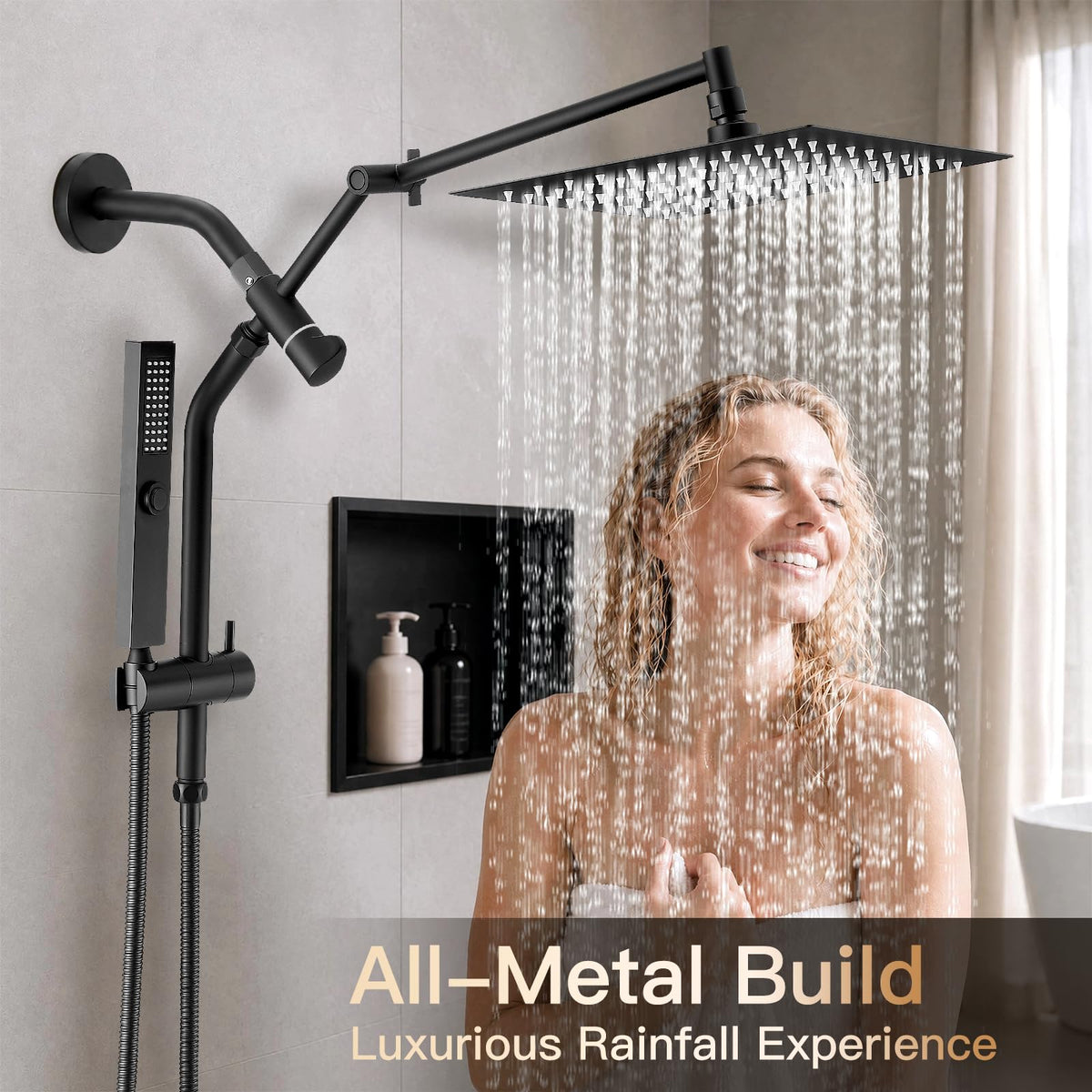 All Metal 10" Shower Head with Handheld, Built-in Power Jet Mode