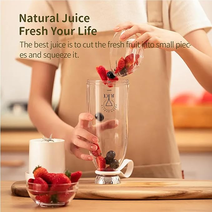 Portable Blender, Personal Smoothie Maker with 6 Blades, Rechargeable Mini Juicer Cup, 17 oz with Travel Lid for Outdoors, Camping, Office, Kitchen (Black)