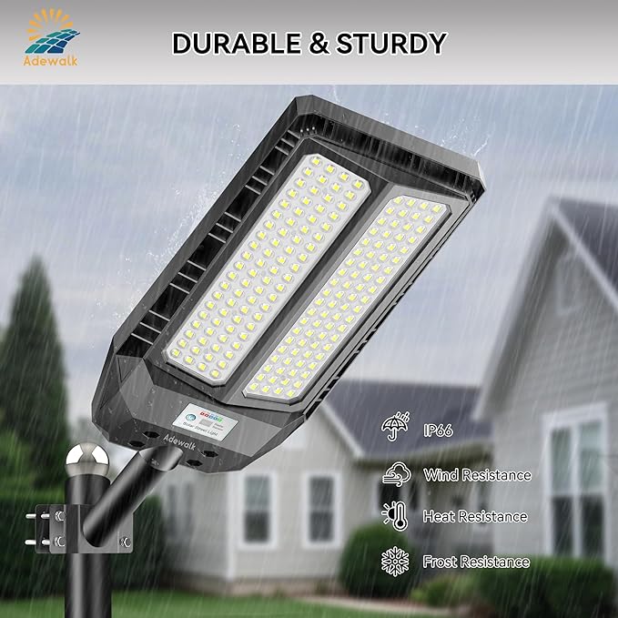 6000W Solar Street Lights Outdoor, 7000K Solar Light Outdoor LED Street Light Dusk to Dawn, LED Wide Angle Lamp with Motion Sensor and Remote Control, for Parking Lot, Yard