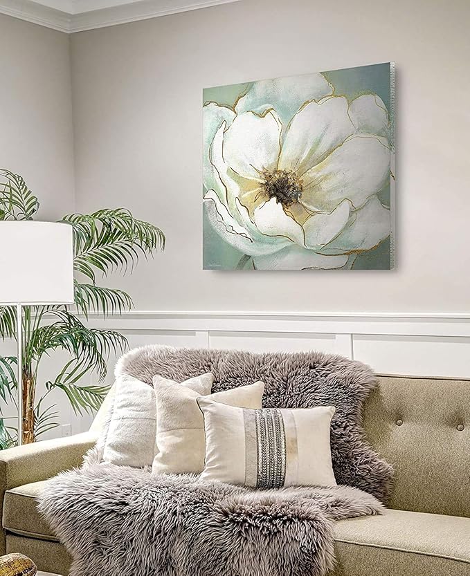Wexford Home Soft Teal Splendor Gallery Wrapped Canvas Wall Art, 10x10,