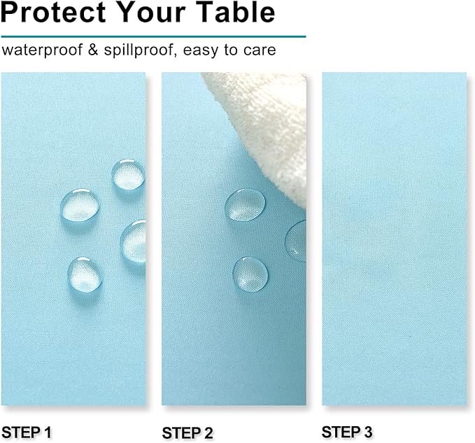 Hiasan Waterproof Tablecloth Rectangle - Washable Fabric Table Cloth for Dining Room Kitchen Birthday Party and Outdoor Use, Sky Blue, 54 x 80 Inch