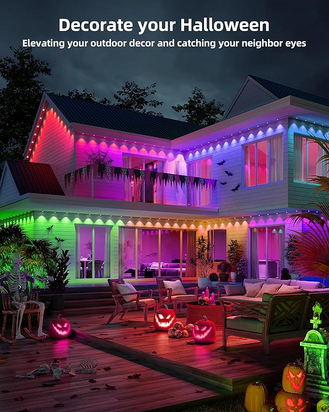 Permanent Outdoor Lights, 63.6ft with 36 RGBIC LED Light with App Control, Waterproof Permanent Christmas Lights for Outside Roofline Decor, Garden Decor, House,Party, Holiday Xmas Decoration