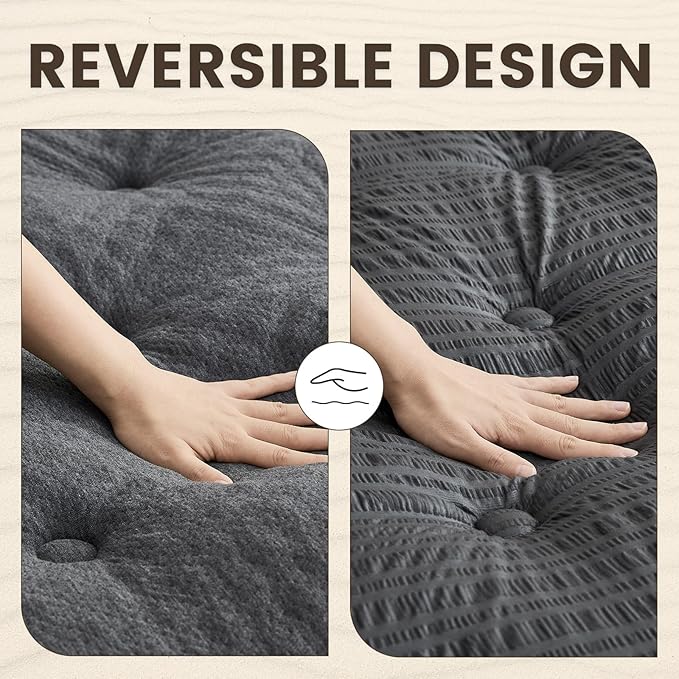 QUIETSEA Reversible California King Mattress Topper Egg Crate Memory Foam Mattress Topper, Bamboo Viscose Mattress Pad Cal King, Waterproof Mattress Cover with Deep Pocket up to 21"(72"x84",Grey)