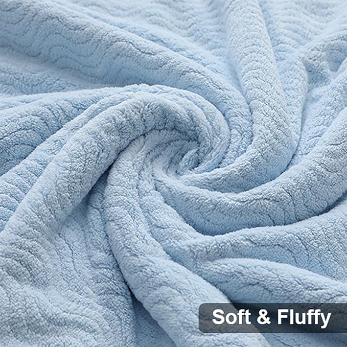 Ultra Soft 8 Piece Textured Bath Towel Set for Bathroom Shower Pool, Kitchen, Quick Dry, Lightweight Highly Absorbent - 2 Oversized Bath Towel Sheets, 2 Hand Towels, 4 Washcloths - Light Blue