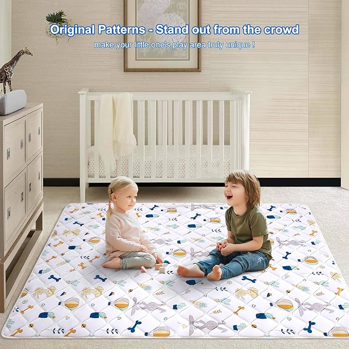 Lilyvibebearhappy Premium Foam Baby Play Mat 79" X 71", Extra Large Soft Thicker Activity Playmats for Babies, Toddlers, Infants, Play & Tummy Time, Foldable & Machine Washable Baby Crawling Mat