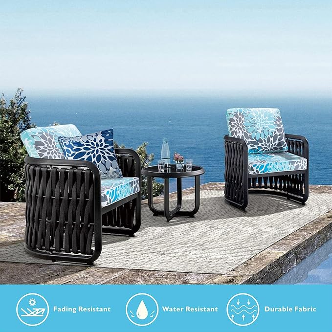 JMGBird Patio Chair Cushion Set, Outdoor Seat Cushion 24"x24" Patio Cushions for Outdoor Furniture