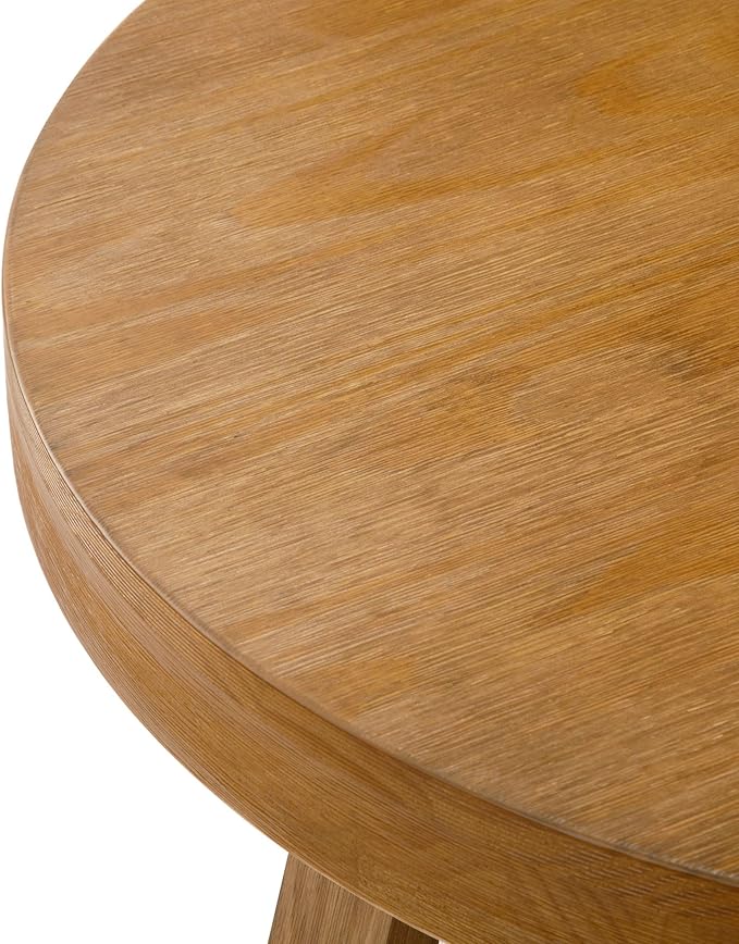 Plank+Beam Classic Round Coffee Table, 36" Farmhouse Coffee Table, Mini Center Tables for Small Spaces, Small Living Space Tea Table, Pecan Wirebrush