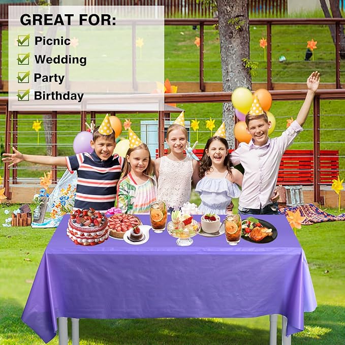 Craft And Party, 54 in x 300 feet Plastic Table Cover Roll for Party, Banquet, Picnic, Kids Activities for Any Size and Shape Table (Purple, 54" x 300ft)
