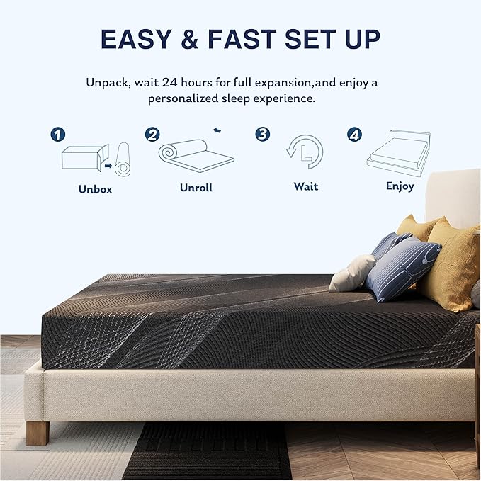 CH CHARME HOUSE 6 Inch Twin Mattress, Bamboo-Charcoal Memory Foam Mattress for Kids, Cooling & Pressure Relief, Bed in a Box, Foam Made in USA & CertiPUR-US Certified, 38"x75"x6", Black