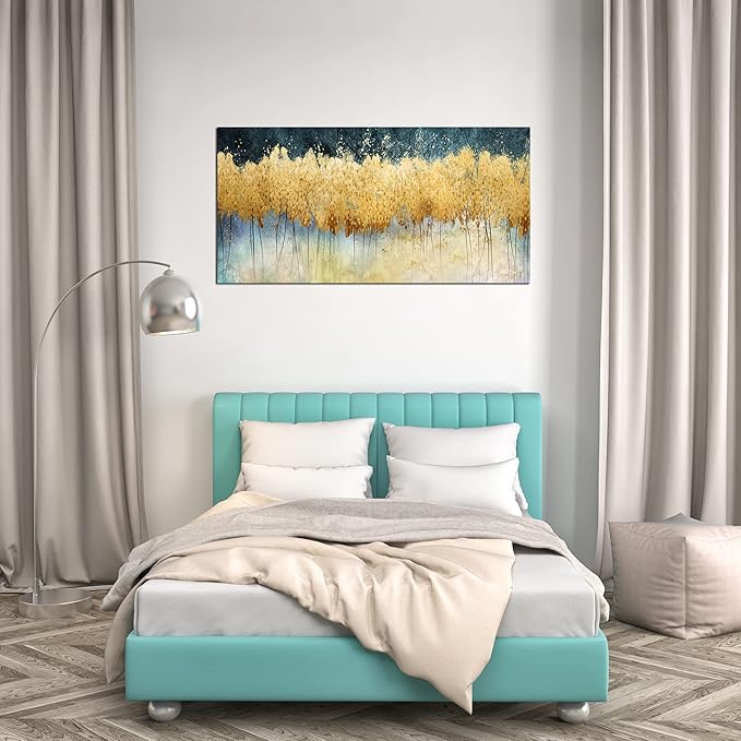 XXMWallArt FC2662 Canvas Wall Art Abstract Golden Forest Painting Modern Decor Abstract Canvas Prints for Living Room Bedroom Kitchen Home and Office Wall Decor