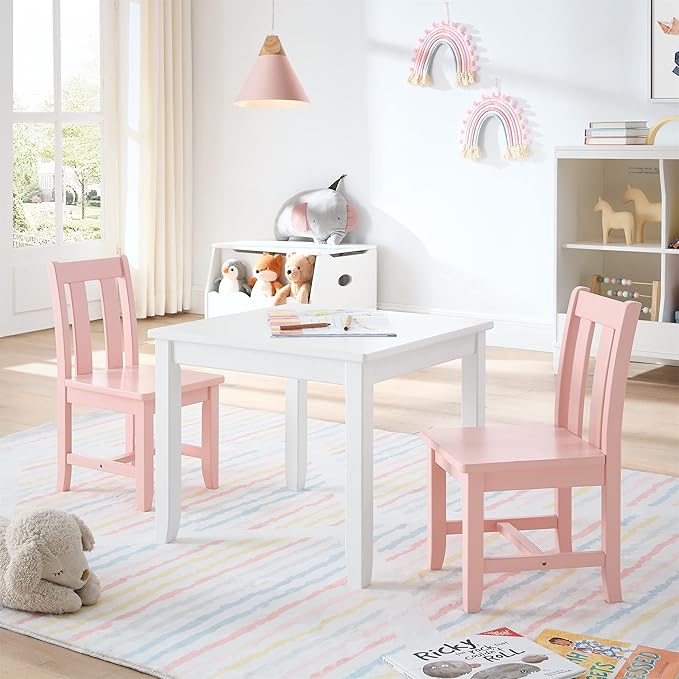 MUSEHOMEINC Kids Chairs for Toddlers, Children Wooden Chairs for Playing or Activity, Set of 2, Activity Chair for Children/Kids Wooden Chair/Preschool Furniture/Gift for Boys Girls. (Pink, Chair)