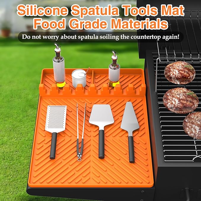 Blackstone Silicone Griddle Tools - Spatula Mat with Drip Pad, Grill Utensil Holder, Side Shelf Mat for Kitchen, Cooking, Countertop, Griddle Accessories - 1 PACK