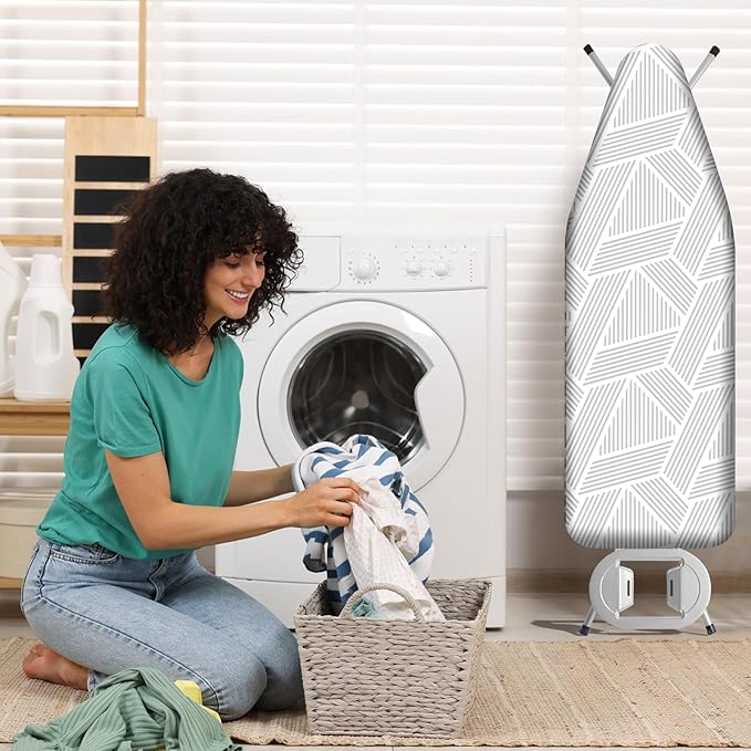 BNDX Ironing Board Cover for Working Professionals - Heat Resistant 15" X 54" Standard Size with 2" Elastic Durable Scorch Smooth, Sewing Studios Odor-Resistant Instant Installation - Grey Matter
