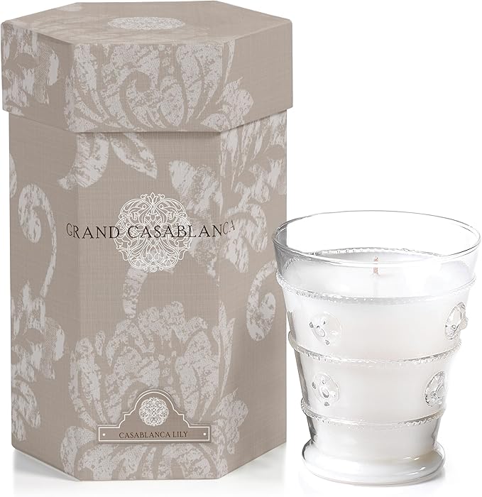 Zodax Grand Casablanca Glass Jar Scented Candle for Home Decor - Single-Wick Candle Ideal for Kitchen and Bathroom - Makes a Great Gift for Women and Men - Casablanca Lily - 8.3 Oz.