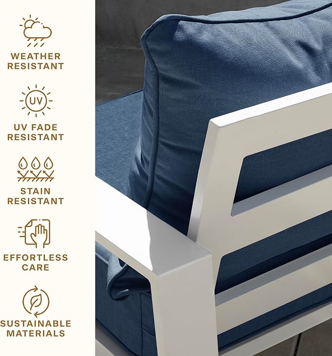 Honeycomb Outdoor Deep Seat, 24 x 23, Textured Solid Pacific Blue Chair Cushion for Patio Furniture