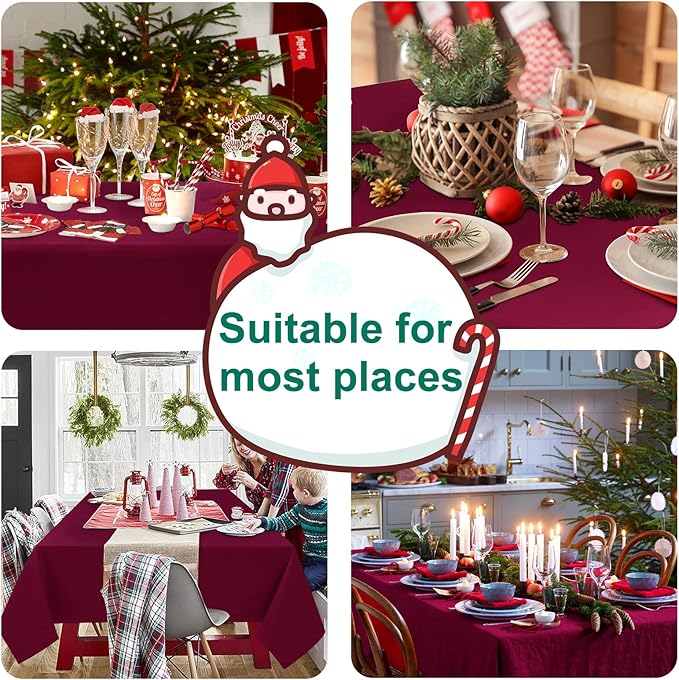 Hiasan Burgundy Tablecloth for Square Tables - Waterproof and Spillproof Washable Fabric Table Cloth for Dining Room Kitchen Party, 30 x 30 Inch