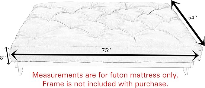 Mozaic Full Size 8-Inch Cotton Twill Gel Dual Memory Foam Futon Mattress, Ivory