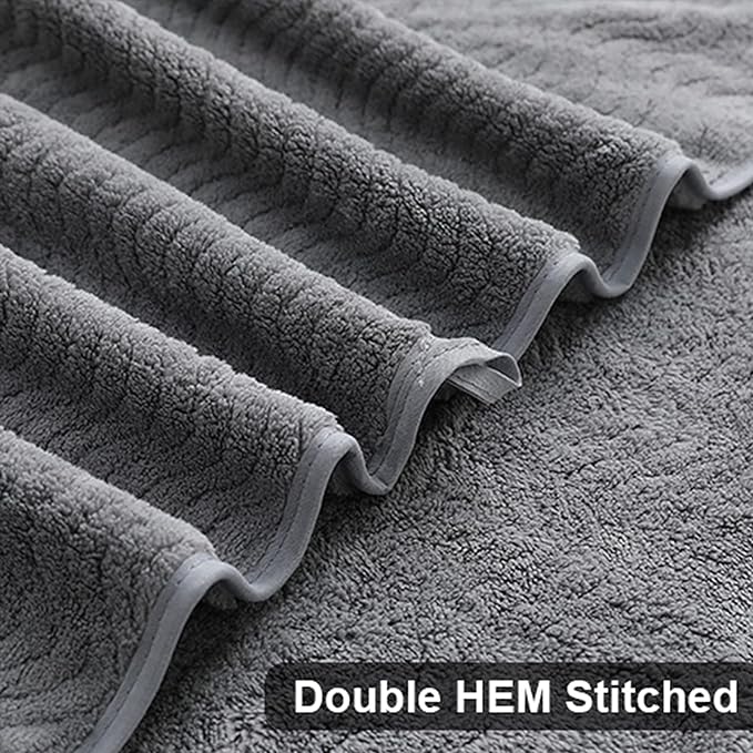 Ultra Soft Bath Towel Set of 4, Grey Extra Large Textured Microfiber Luxury Towels 35x70 in, Quick Dry, Highly Absorbent, Fluffy, Oversized, for Bathroom Shower Pool Hotel Beach