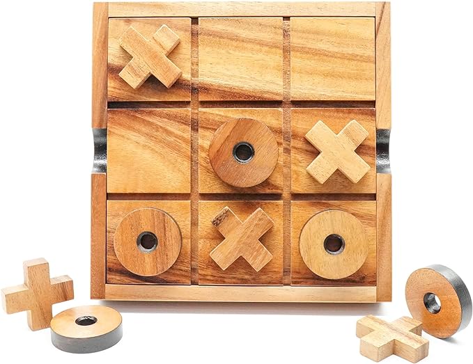 BSIRI Extra Large Tic Tac Toe Board Games - Ideal for Kids Games, Family Games and Game Night for Adults, Farmhouse Decor for Coffee Table Decor, Unique Gifts for All Occasion (8.6 Inch)