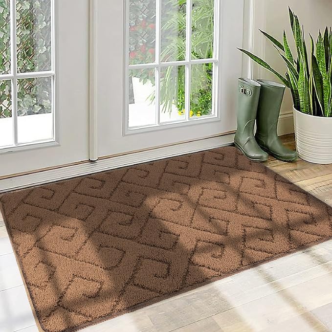 Walensee Indoor Doormat, Front Door Mat for Entrance (32"x48" Brown) Machine Washable Entryway Rug, Non Slip Trapper Door Rugs Absorbent Dirt Low Profile Shoes Scraper Inside Floor Mats