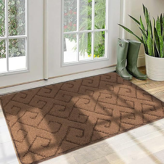 Walensee Indoor Doormat, Front Door Mat for Entrance (32"x48" Brown) Machine Washable Entryway Rug, Non Slip Trapper Door Rugs Absorbent Dirt Low Profile Shoes Scraper Inside Floor Mats