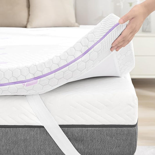 SINWEEK Ultra Soft 3 Inch Memory Foam Mattress Topper Queen Size, Soft Mattress Pad for Back Pain Relief, High Density Foam Bed Topper with Textured Cover, CertiPUR-US Certified