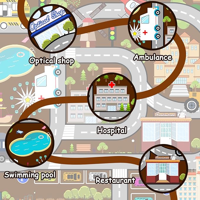 Car Rugs for Kids Toy Cars - City Life Road Rug for Playroom Car Track Rug Car Carpet for Kids Boys Girls Living Room Bedroom Classroom, 4'5''×6'
