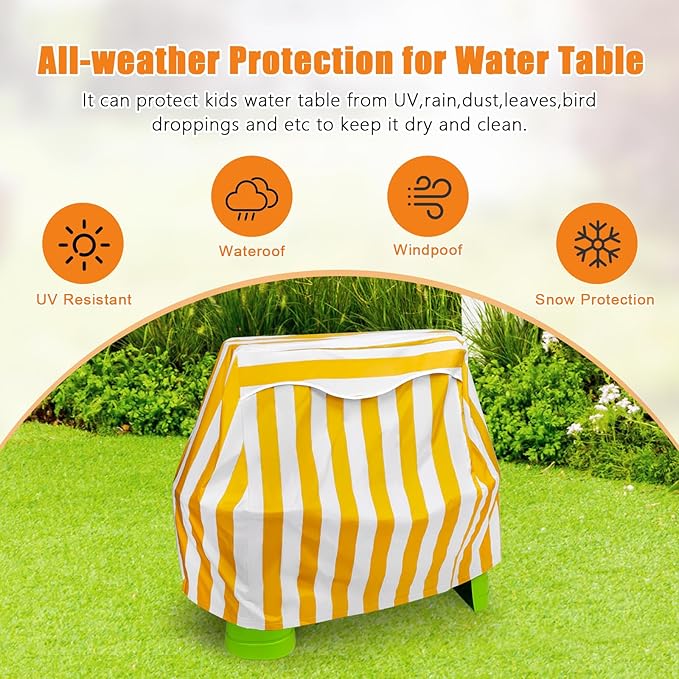 Kids Water Table Cover for Step 2 Rain Showers Splash Pond Water Table, Outdoor Waterproof Anti-UV Kids Water Play Table Cover (Yellow)