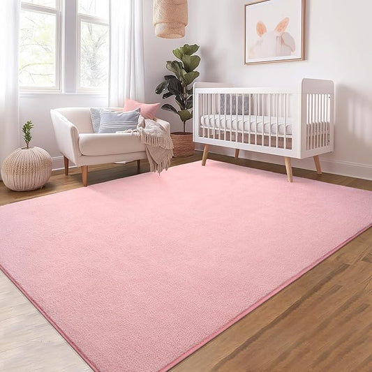Soft Rugs for Living Room 4x6 Pink, Minimalist Area Rug for Bedroom Nursery Dining Table Dorm, Throw Rugs for Girls Kids Room Indoor Floor Carpets