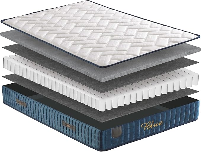 Sweet Home Stores Level Blue 9" Twin Hybrid Mattress – Medium Firm Feel, Pocket Coil Support, CertiPUR-US® Certified, Fiberglass-Free, Stylish Blue Cover, Made in USA, Bed in a Box