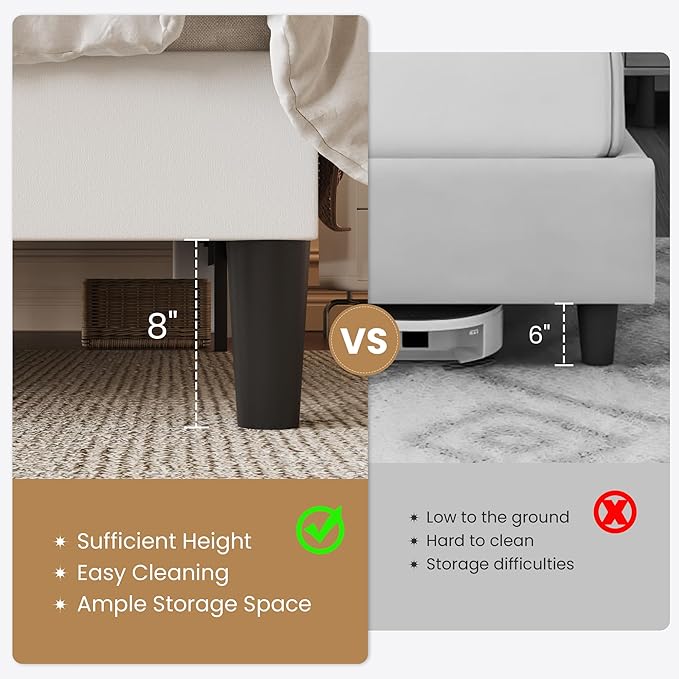 SHA CERLIN Queen Size Bed Frame with Charging Station & Storage Headboard, Velvet Platform Bed with Upholstered Modern Wingback Design, Wooden Slats Support, No Box Spring Needed, Easy Assembly, White