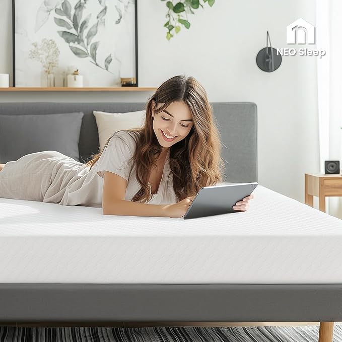 Neo Sleep 10 Inch Full Cooling Gel Memory Foam Medium Firm Mattress Cool Sleep Pressure Relief CertiPUR-US Certified Foam, Mattress-in-a-Box Kids and Adults No Fiberglass (Full, 10 in)