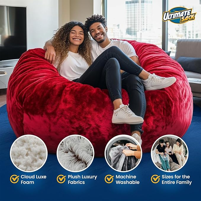 Ultimate Sack Kids Bean Bag Chair, Oversize Bean Bag Chair for Adults, Comfy Chair Bean Bag Couch Lounge Sofa Loveseat Furniture | Teal Suede