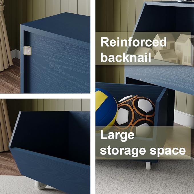 Toy Storage and Organizer for Kid, Boys and Girls Muti-Functional Bookcase and Storage Bin with Moveable Drawers, Children Toddler Storage Carbinet Dark Blue